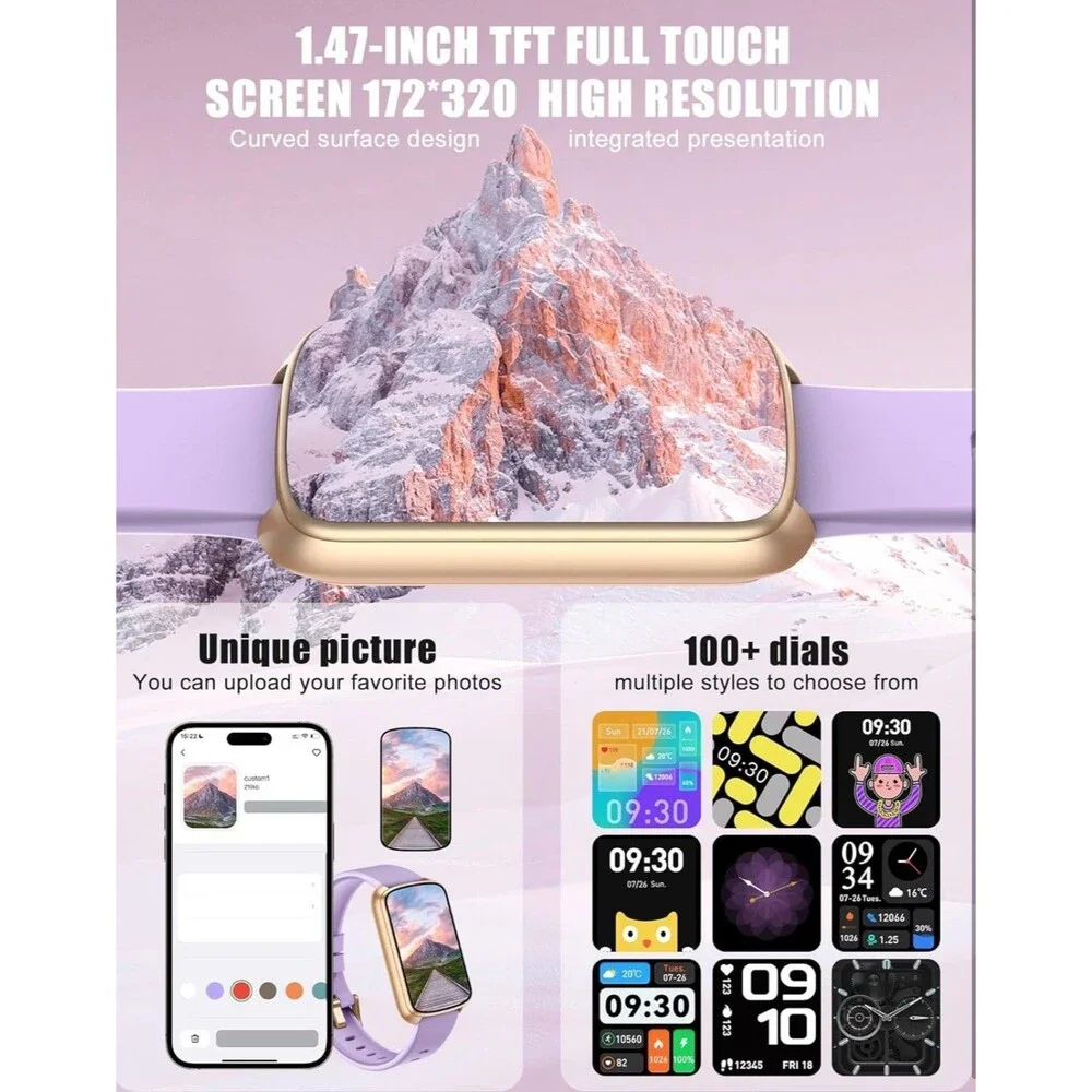 Fitness Tracker, Smart Watch for Women Men with 24/7 Heart Rate/Blood Pressure..
